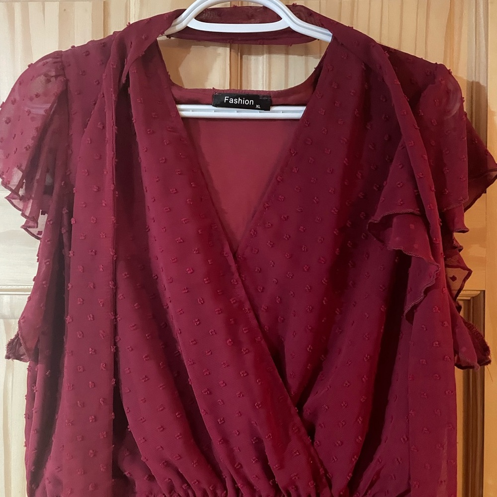 Women's Burgundy Wrap Top